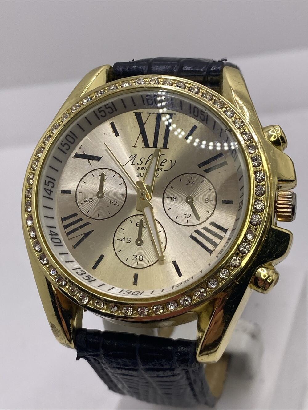Vintage Gold Rhinestone Womens Watch New Battery